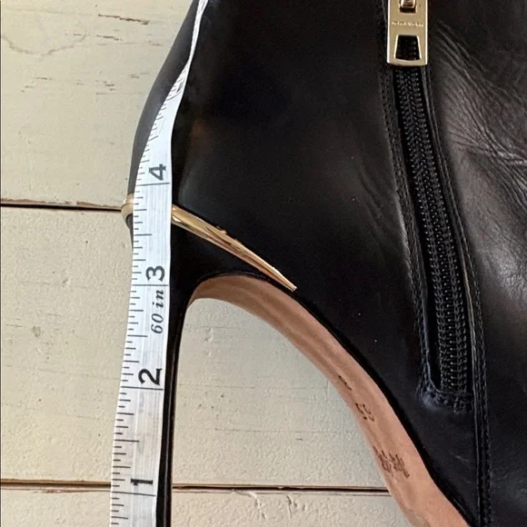 Coach Black Leather Heeled Boots with Gold Accent, 6.5 - Picture 3 of 11